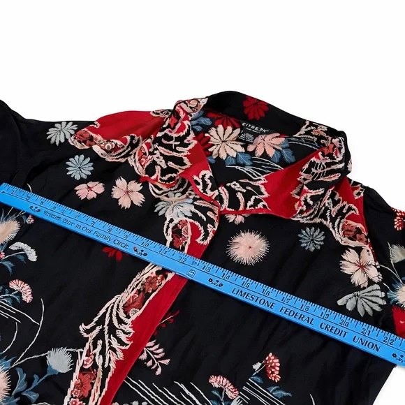 Citron Santa Monica Black Floral Silk Kimono Jacket – EUC – L/XL – MSRP $289 - Picture 12 of 15